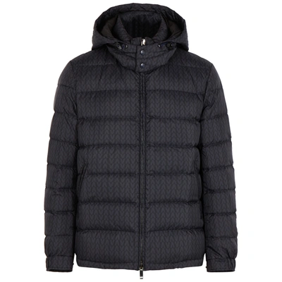 Shop Valentino Logo-print Quilted Shell Jacket In Navy