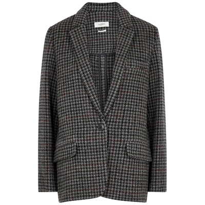Shop Isabel Marant Étoile Charly Houndstooth Wool Blazer In Anthracite