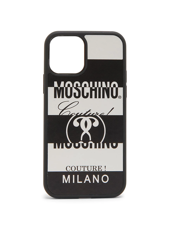 Moschino Stripe Question Mark Logo Iphone 12 Max 12 Pro Max Case In Fantasy Print White Modesens