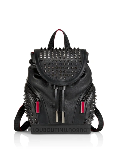 Shop Christian Louboutin Men's Explorafunk Small Calf Leather Spikes Backpack In Black