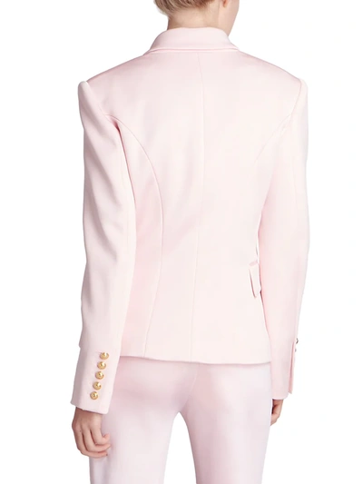 Shop Balmain Double-breasted Jersey Jacket In Rose Pale