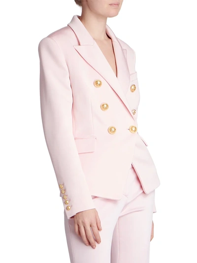 Shop Balmain Double-breasted Jersey Jacket In Rose Pale