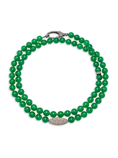 Shop Nina Gilin Women's Green Sapphire & Diamond Pavé Long Beaded Necklace