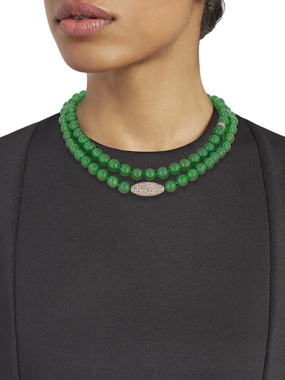 Shop Nina Gilin Women's Green Sapphire & Diamond Pavé Long Beaded Necklace