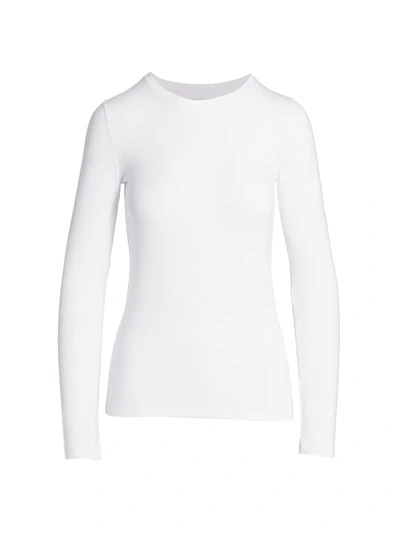 Shop Majestic Women's Soft Touch Long-sleeve Top In Blanc