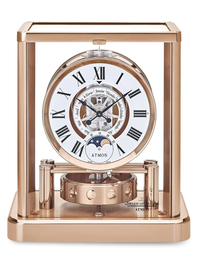 Shop Jaeger-lecoultre Atmos Collection Rose Gold-plated Moon Phase Clock