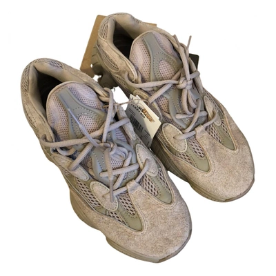 Pre-owned Yeezy Leather Low Trainers In Beige