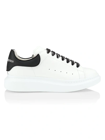 Shop Alexander Mcqueen Oversized Leather Platform Sneakers In Black White