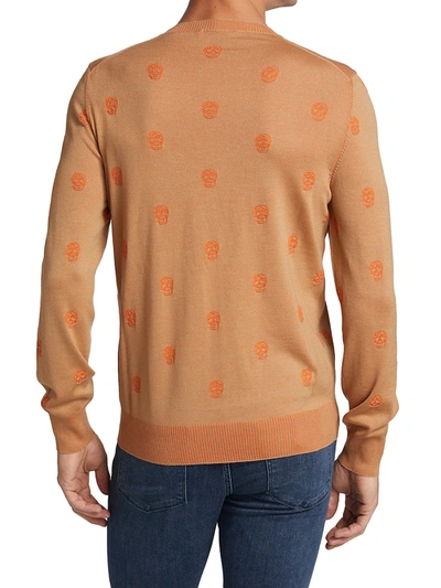 Shop Alexander Mcqueen Skull Lurex-knit Wool Sweater In Camel Orange
