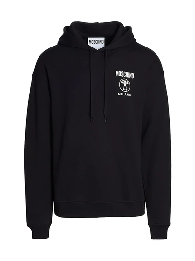 Shop Moschino Logo Hoodie In Black Multi
