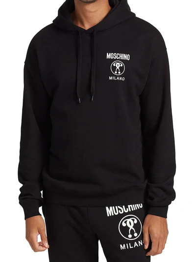 Shop Moschino Logo Hoodie In Black Multi