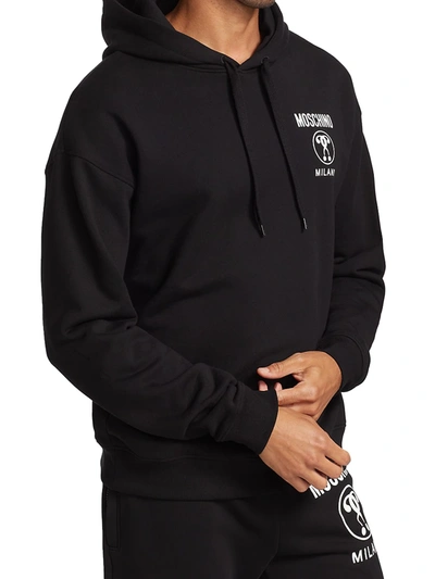 Shop Moschino Logo Hoodie In Black Multi