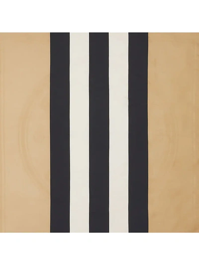 Shop Burberry Icon Stripe Silk Square Scarf In Archive Beige