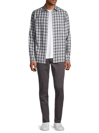 Shop Officine Generale Giacomo Plaid Shirt In Grey White