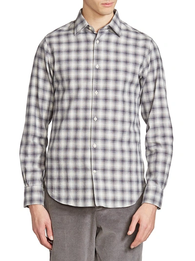 Shop Officine Generale Giacomo Plaid Shirt In Grey White