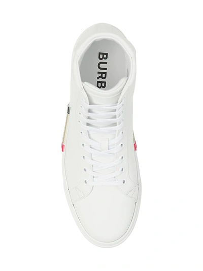 Shop Burberry Rangleton Leather High-top Sneakers In Optic White