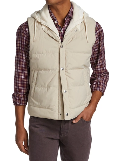 Shop Brunello Cucinelli Drawstring Hood Puffer Vest In Panama