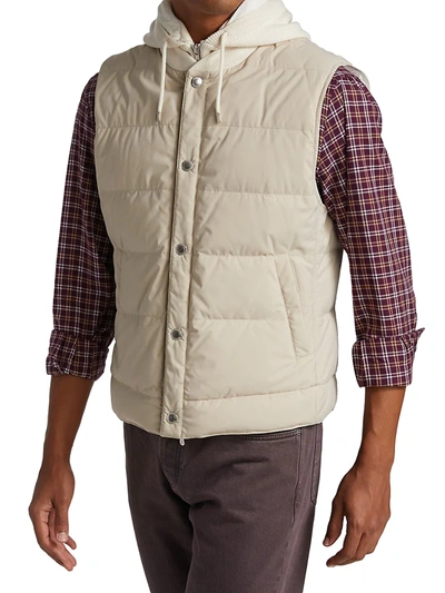 Shop Brunello Cucinelli Drawstring Hood Puffer Vest In Panama