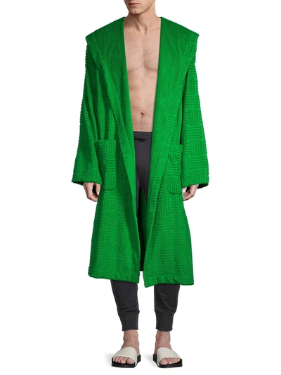 Shop Bottega Veneta Intrecciato Bathrobe In Teal