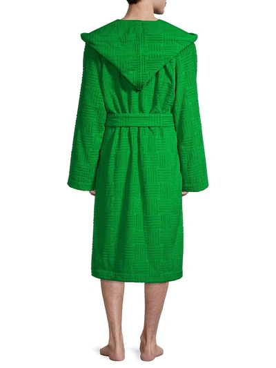 Shop Bottega Veneta Intrecciato Bathrobe In Teal