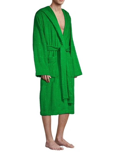 Shop Bottega Veneta Men's Intrecciato Bathrobe In Green