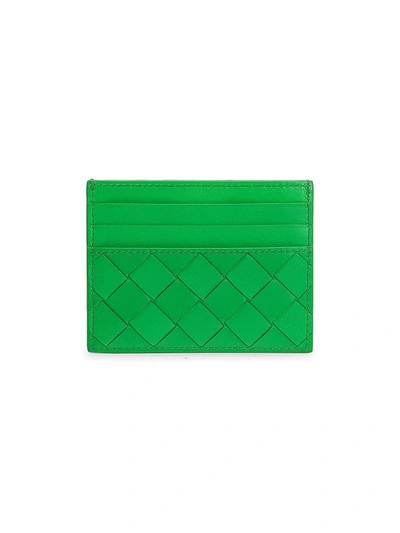 Shop Bottega Veneta Women's Intrecciato Leather Card Case In Parakeet