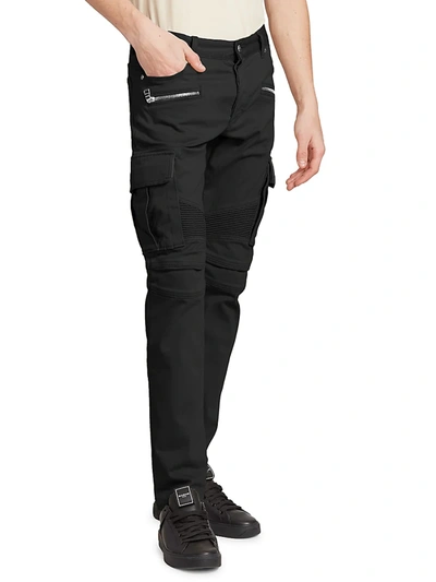 Shop Balmain Men's Embossed Cargo Tapered Jeans In Black