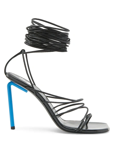 Shop Off-white Allen Leather Lace-up High Heel Sandals In Black