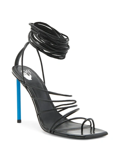 Shop Off-white Allen Leather Lace-up High Heel Sandals In Black