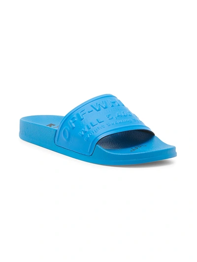 Shop Off-white Women's Logo Pool Slider Sandals In Blue