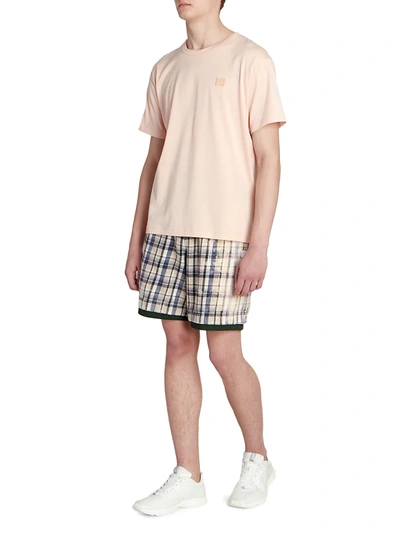 Shop Acne Studios Bleached Flannel Shorts In Oat Beige Blue