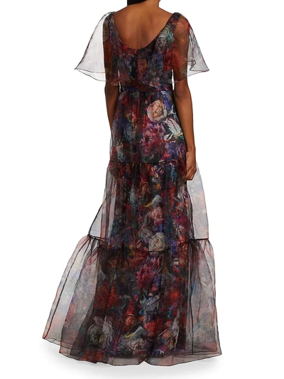 Shop Theia Darla Scoop Neck Floral Gown In Floral Burst