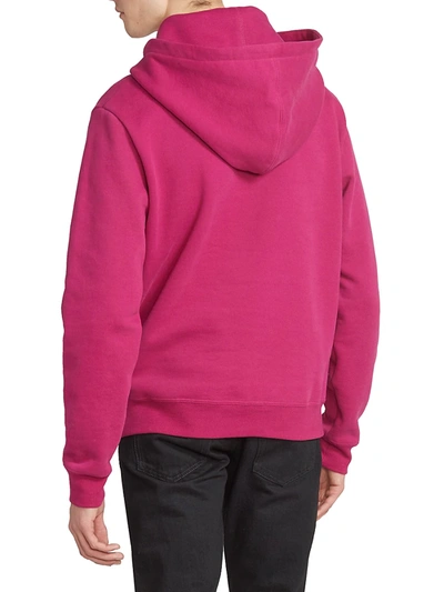 Shop Saint Laurent Rive Gauche Hoodie Sweatshirt In Fuchsia Noir