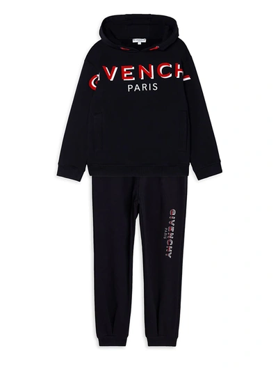 Shop Givenchy Little Girl's & Girl's Logo Fleece Hoodie Sweatshirt In Black