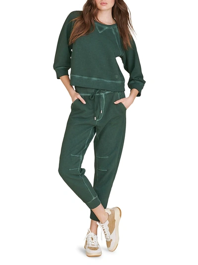 Shop Veronica Beard Preslee Contrast Seamed Sweatpants In Green