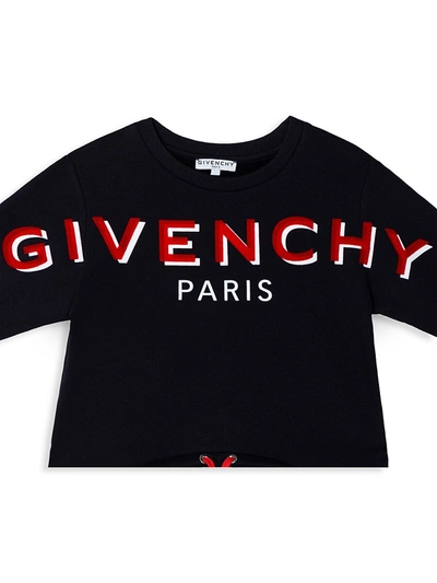 Shop Givenchy Little Girl's & Girl's Bold Logo Drawstring Flounce Dress In Black