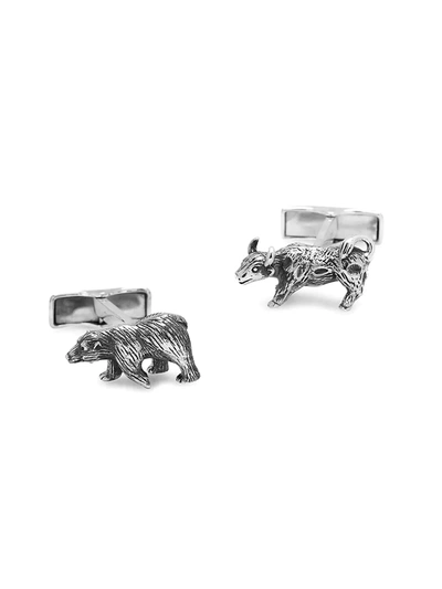Shop Cufflinks, Inc Men's Ox & Bull Trading Co. Bear & Bull Cufflinks In Silver