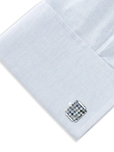 Shop Cufflinks, Inc Men's Ox & Bull Trading Co. Pearl Checked Cufflinks In Blue
