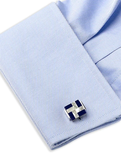 Shop Cufflinks, Inc Men's Ox & Bull Trading Co. Crossed Pearl Cufflinks In Blue