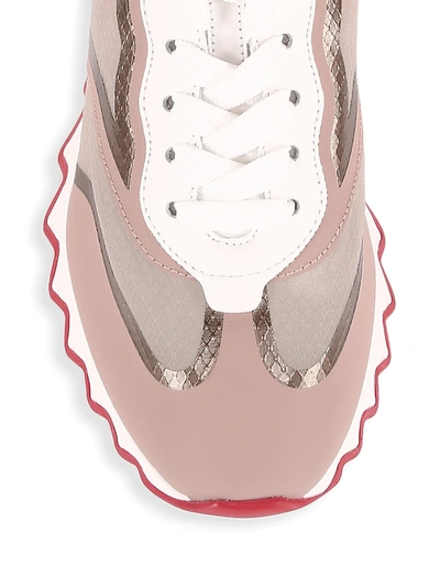 Shop Christian Louboutin Sharkina Metallic Sneakers In Desert Metal Beige