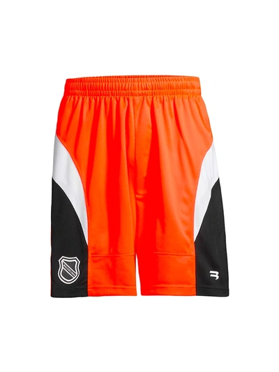 Shop Balenciaga Hockey Shorts In Fluorescent Orange White