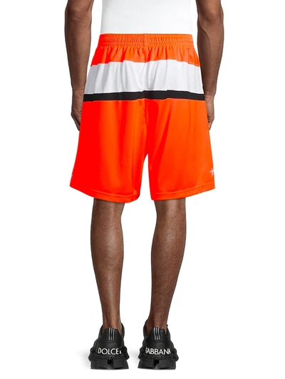 Shop Balenciaga Hockey Shorts In Fluorescent Orange White