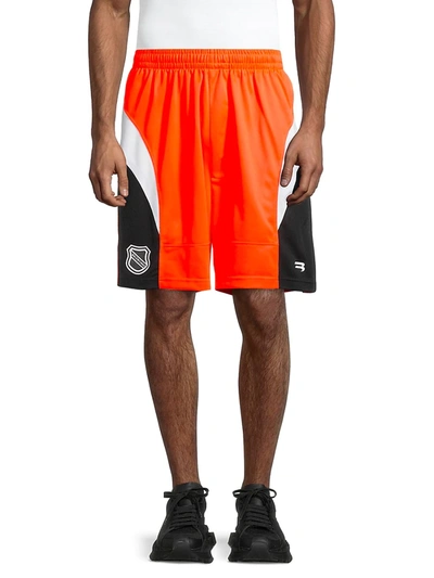 Shop Balenciaga Hockey Shorts In Fluorescent Orange White