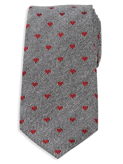 Shop Cufflinks, Inc Men's Herringbone Heart Tie In Black