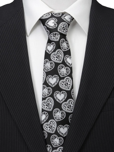 Shop Cufflinks, Inc Men's Paisley Heart Silk Tie In Black