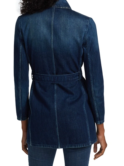 Shop Saint Laurent Women's Long Saharian Denim Top In Dark Serge Blue