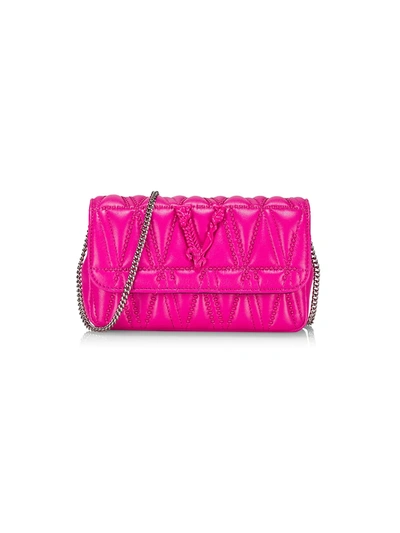 Shop Versace Virtus Quilted Leather Crossbody Bag In Fuxia Pall