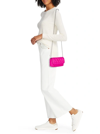 Shop Versace Virtus Quilted Leather Crossbody Bag In Fuxia Pall