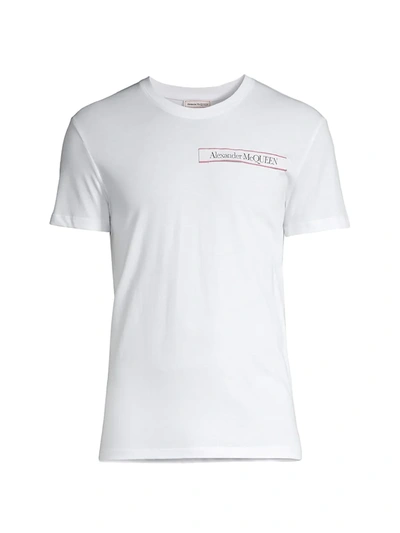Shop Alexander Mcqueen Men's Logo Tape T-shirt In White Black