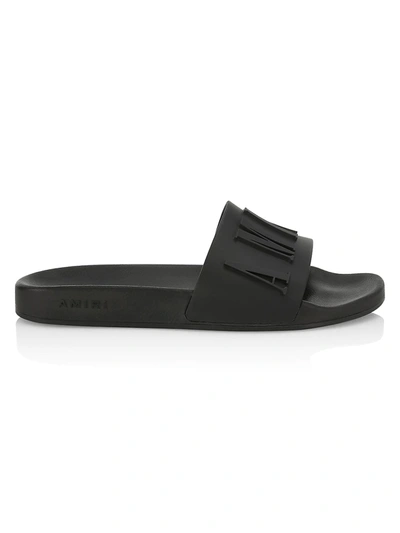 Shop Amiri Logo Pool Slides In Black